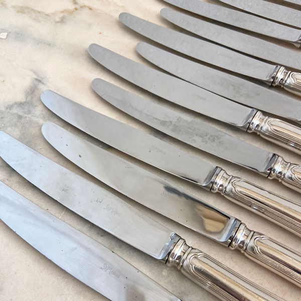Series of 12 old knives, silver metal