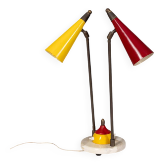 Lampe de table vintage des années 1950, abat-jour conique, design stilnovo