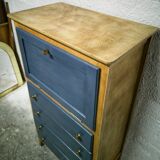 Vintage blue secretary and raw wood