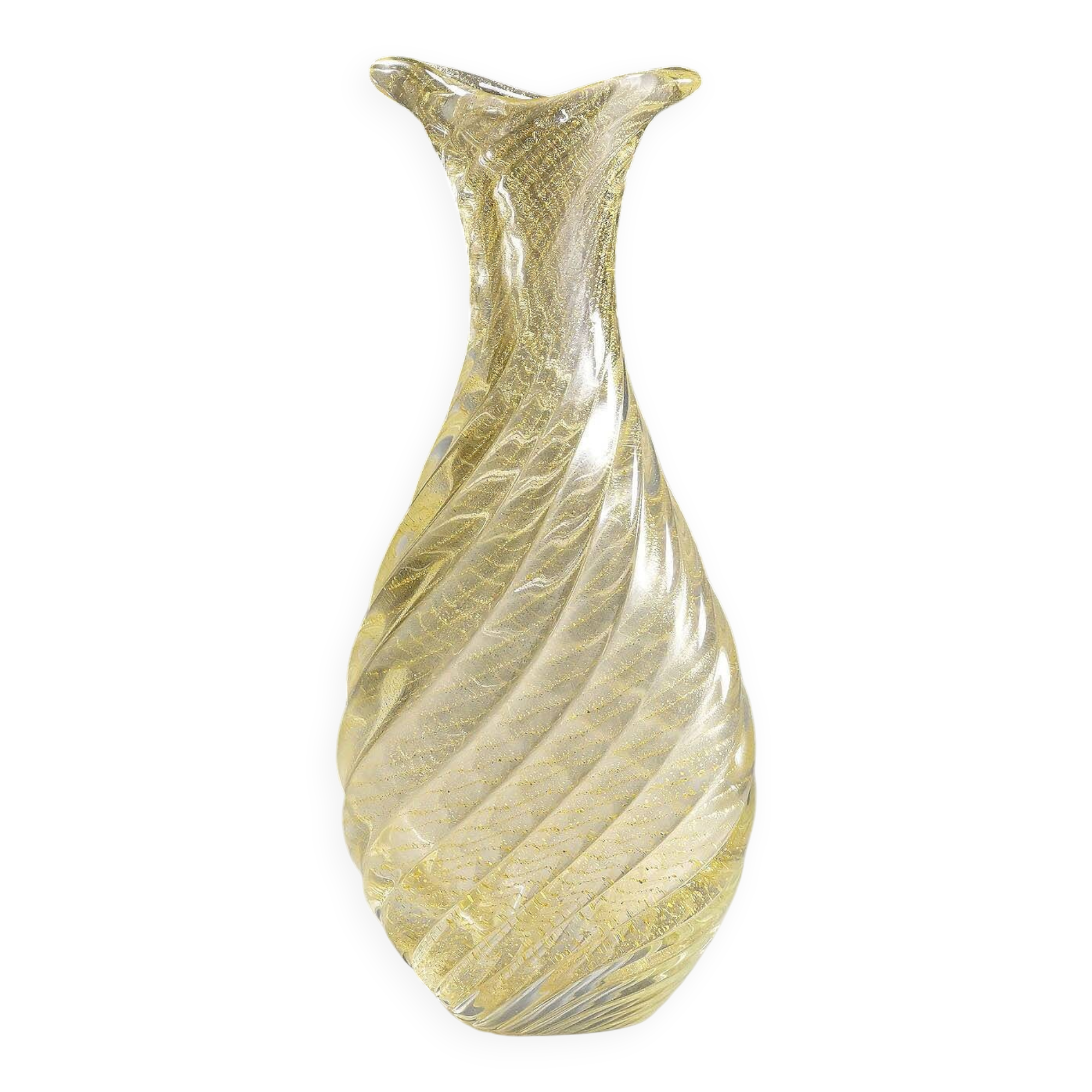 Flavio Poli for Seguso Vetri d'Arte Incrociato oro vase 1949