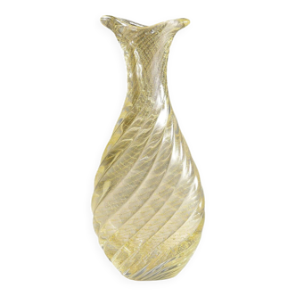 Flavio Poli for Seguso Vetri d'Arte Incrociato oro vase 1949