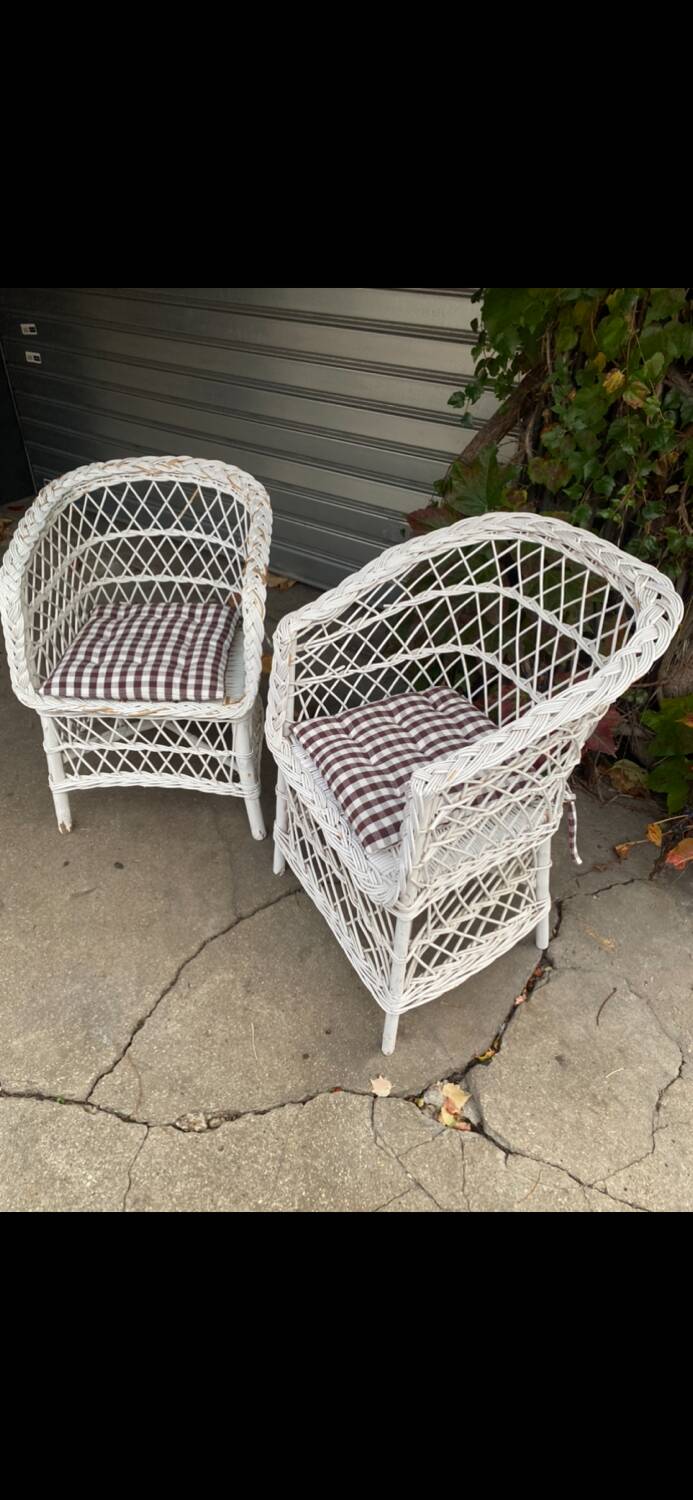 Pairs of rattan armchairs