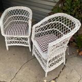 Pairs of rattan armchairs