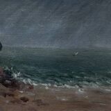 Sailboat in the rain - Small framed marine.