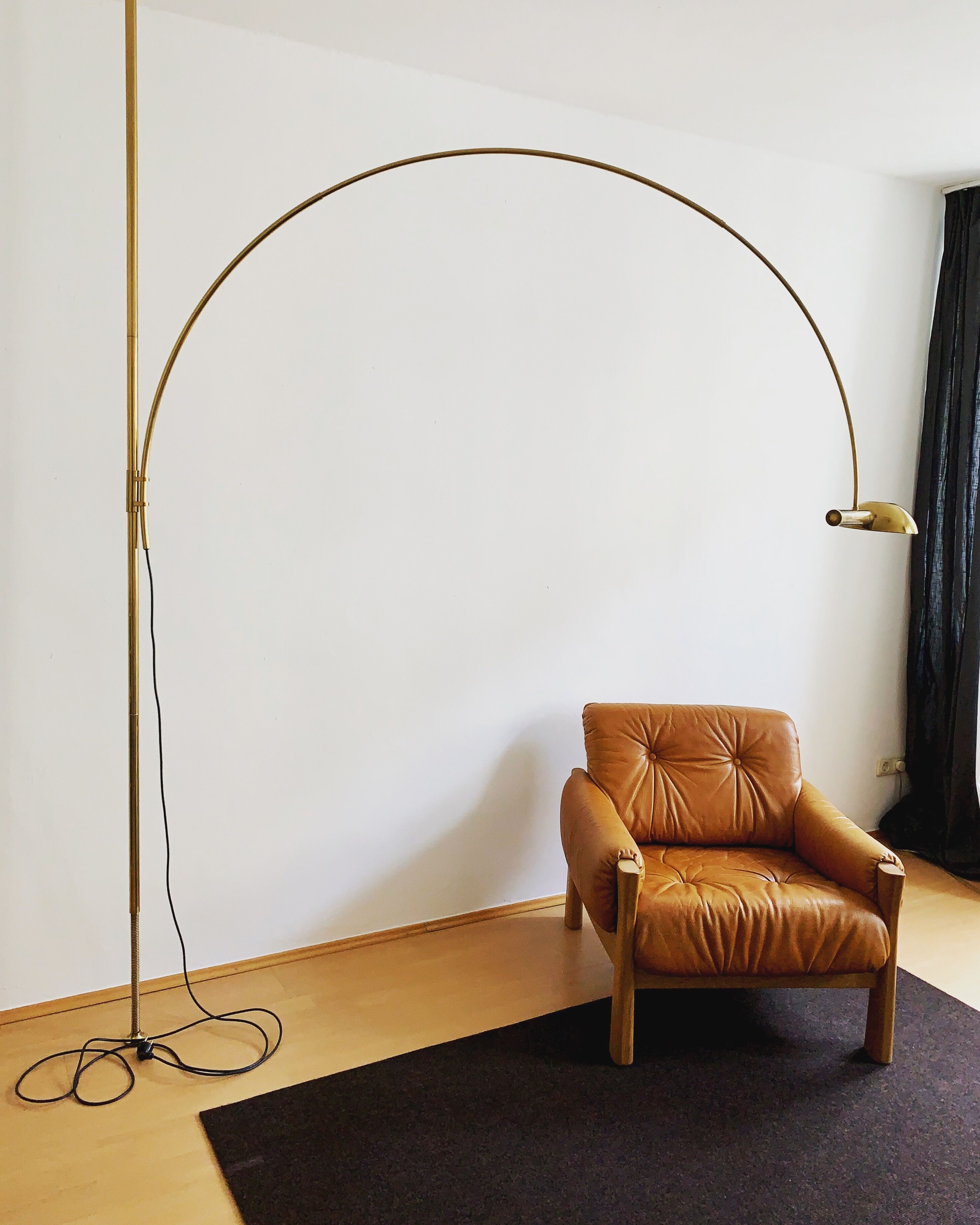 stunning Mid Century Modern brass UNA arc lamp by Florian Schulz