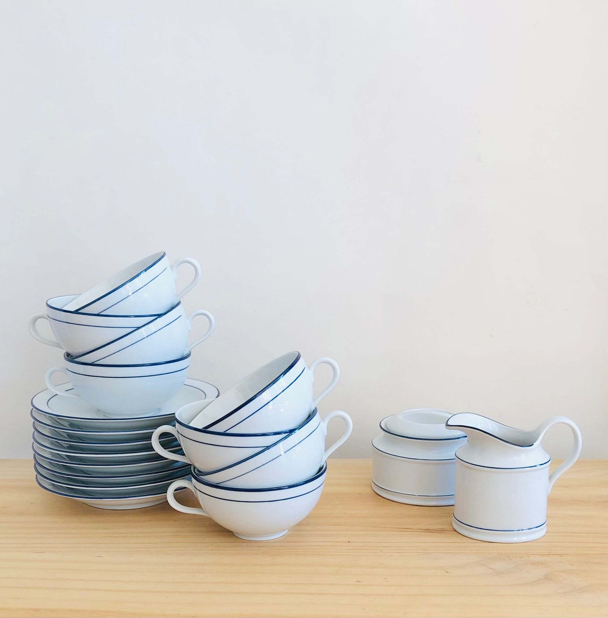 Service à Café Vintage Selfmann Weiden Bavaria - Lot De 13 Pièces En Porcelaine Blanc Et Rose - Occasion Excellent état