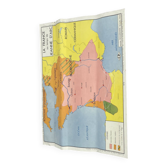 Old double-sided school geographic map, Rossignol edition
