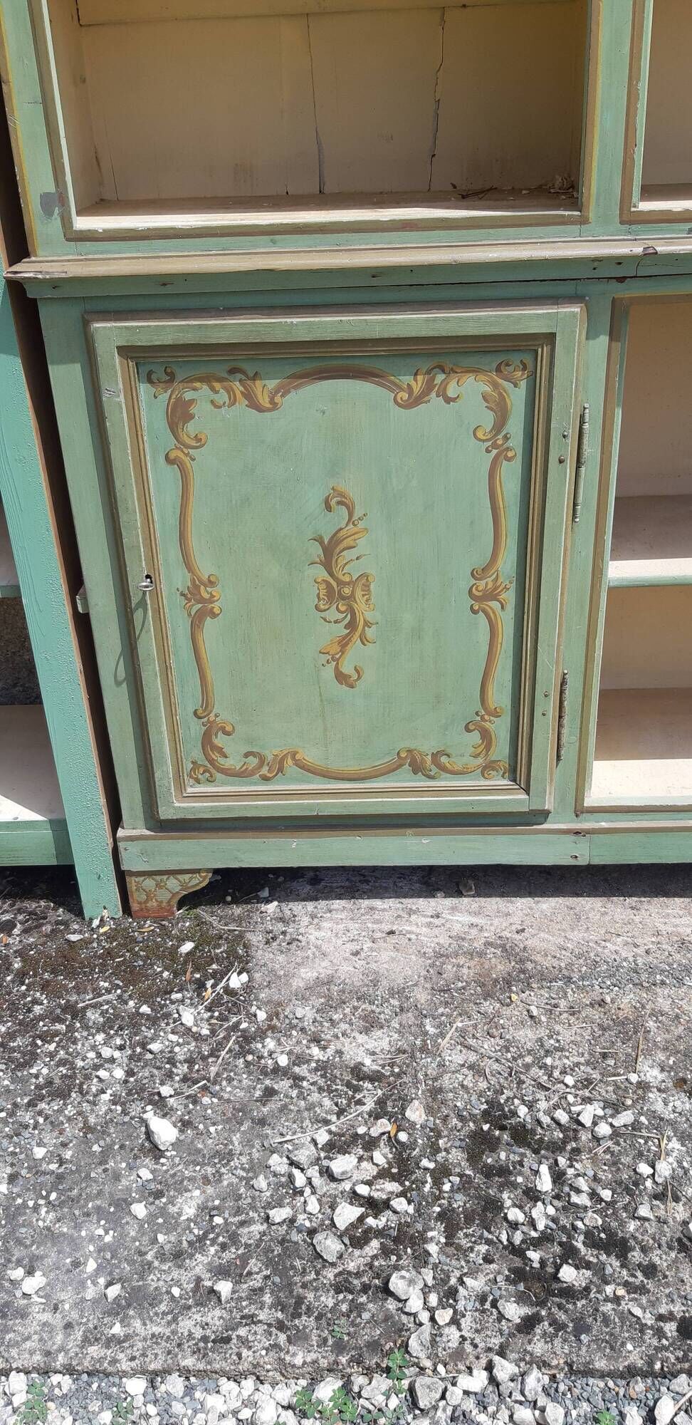 2 library furniture ceruse wood green and gold