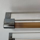 Pair of XL vintage wall lights, chrome metal and transparent ABS, Italy, 1980.