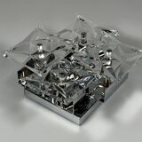 1960s 1970s Wall Sconce by Kinkeldey Lighting Germany in Glass & Chrome