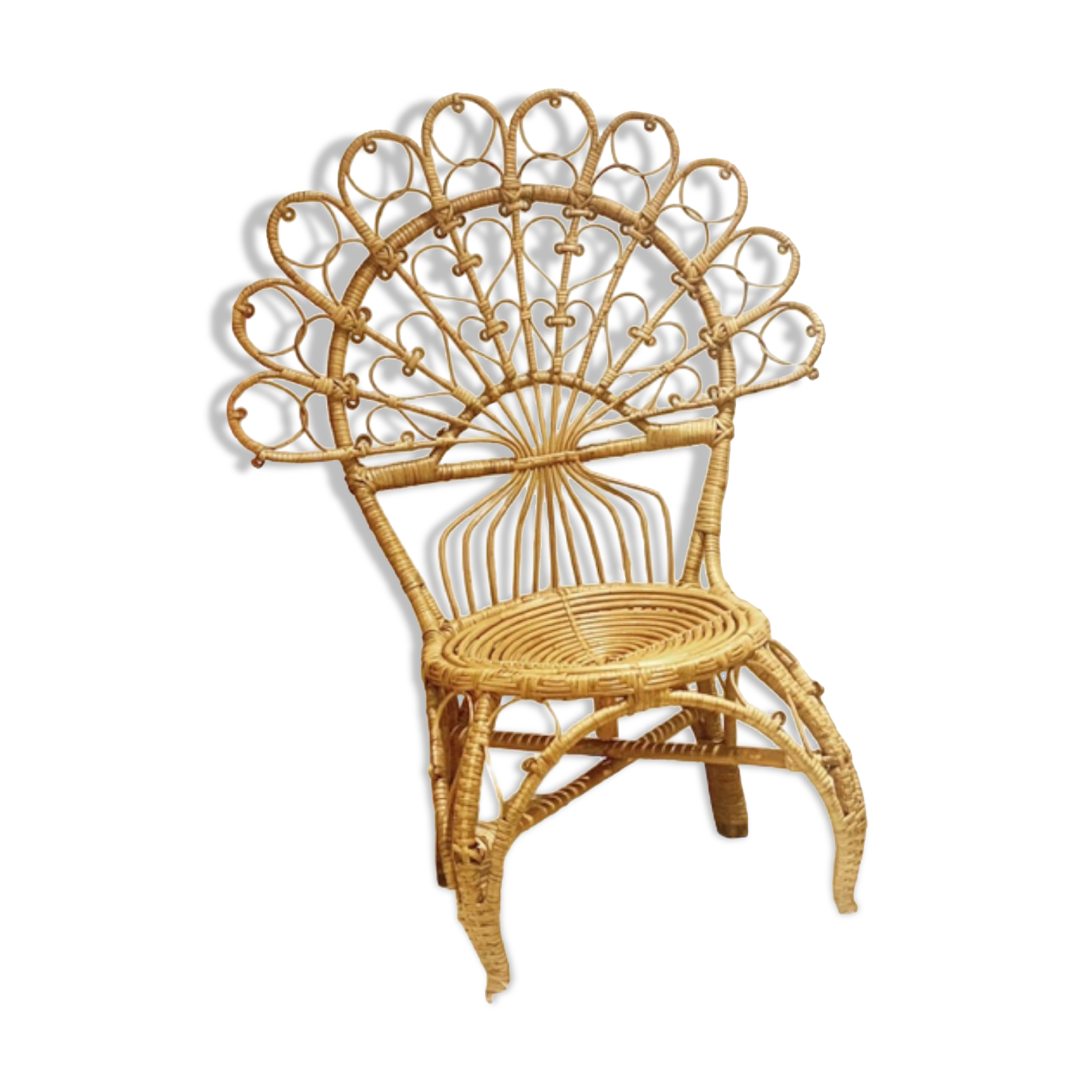 Vintage Peacock rattan armchair
