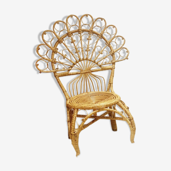 Fauteuil rotin Peacock vintage