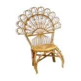 Fauteuil rotin Peacock vintage