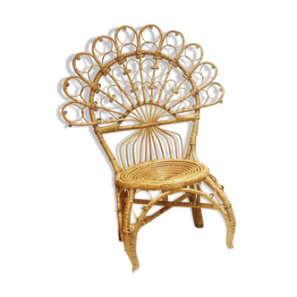 Vintage Peacock rattan armchair