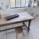 Farm table with turned legs, made of pine and birch, 180cm.