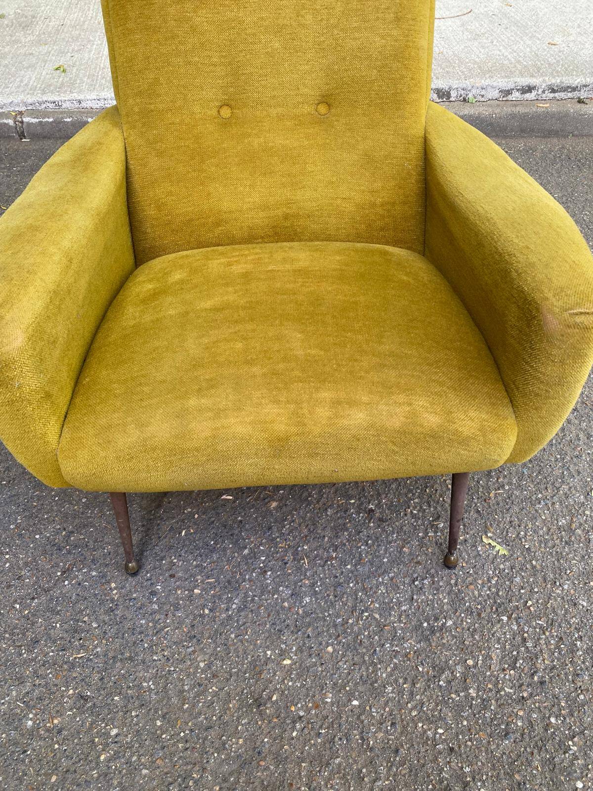 Fauteuil italien jaune moutarde style Mid-Century