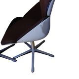 trois fauteuil Wilkhann pivotants tissue + coque signé 1970