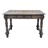 Oak desk table with one drawer, work from the 1930s