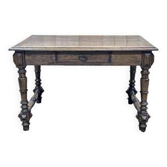 Oak desk table with one drawer, work from the 1930s