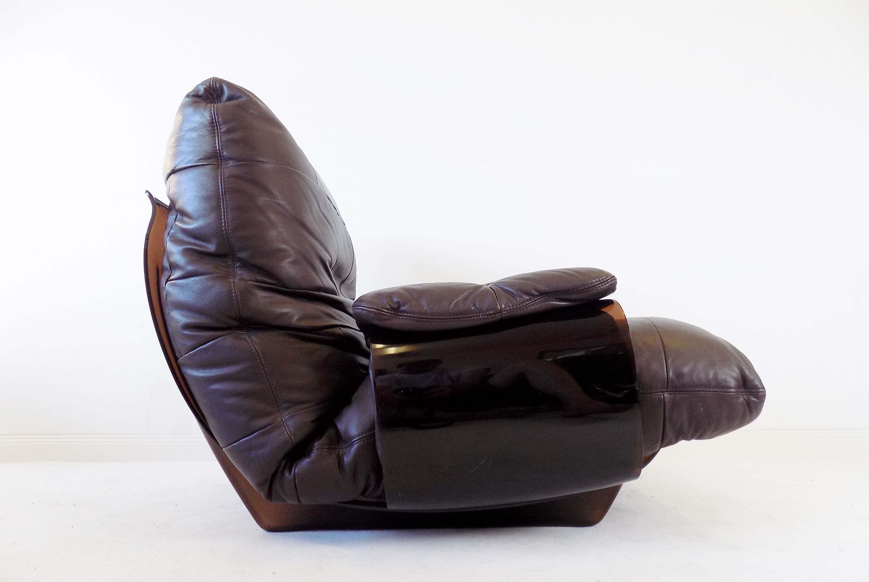 Ligne Roset Marsala brown leather armchair by Michel Ducaroy