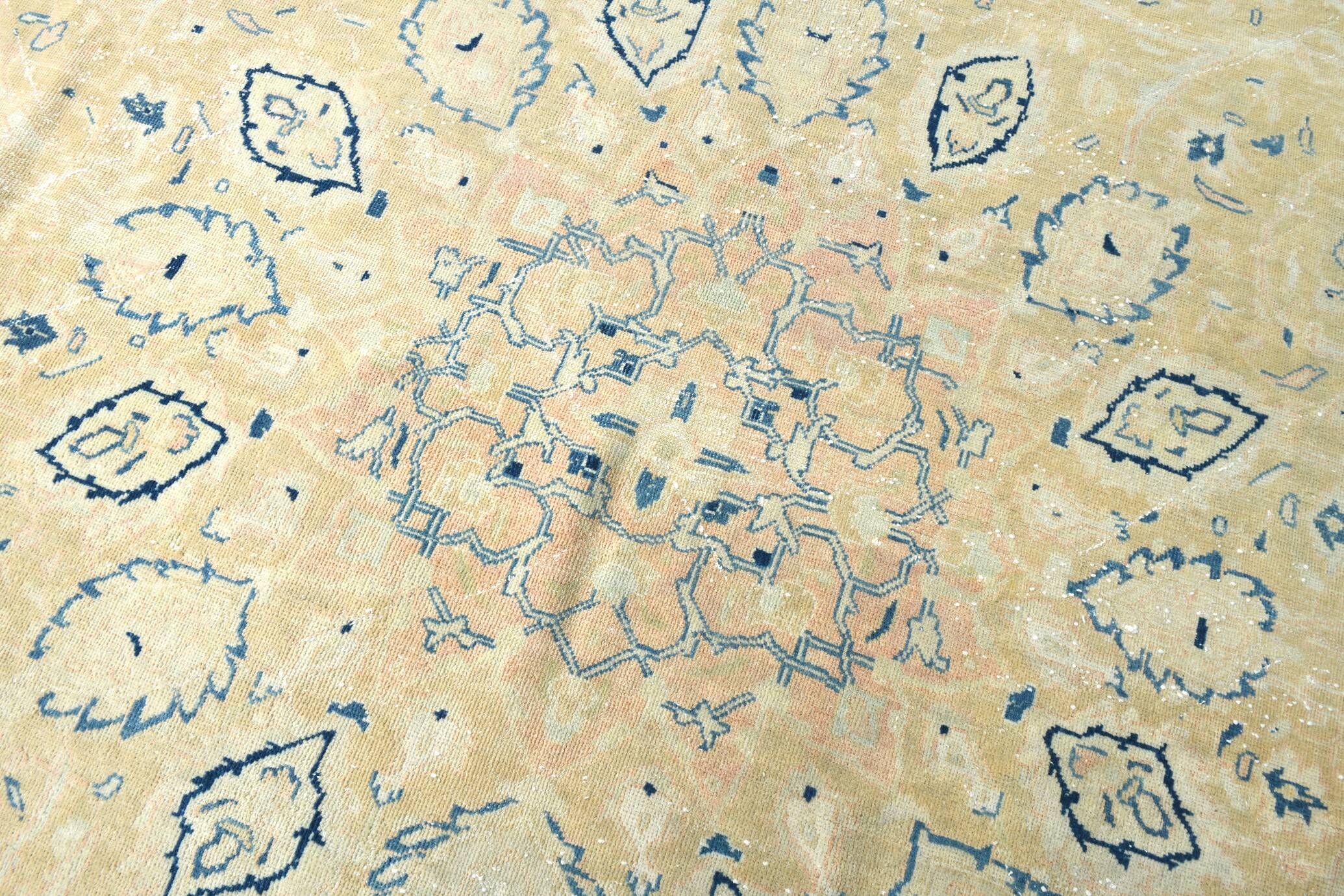10x13 Blue & Peach Floral Antique 55s Persian Rug, 301x388Cm