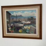 Mid Century Swedish Oil on Panel – “Boats in Port” by Eskil Skans