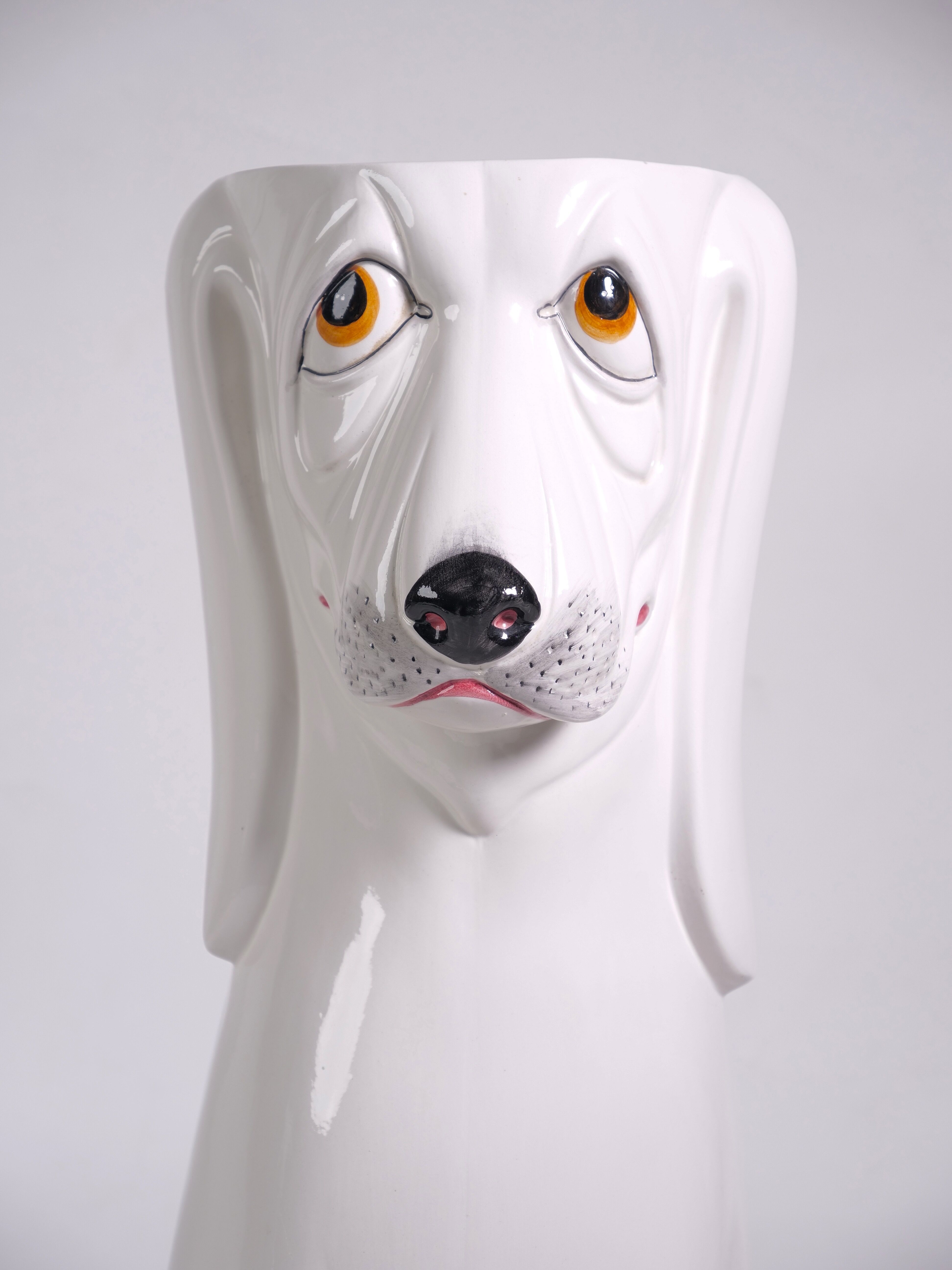 Umbrella holder ceramic dog design italy