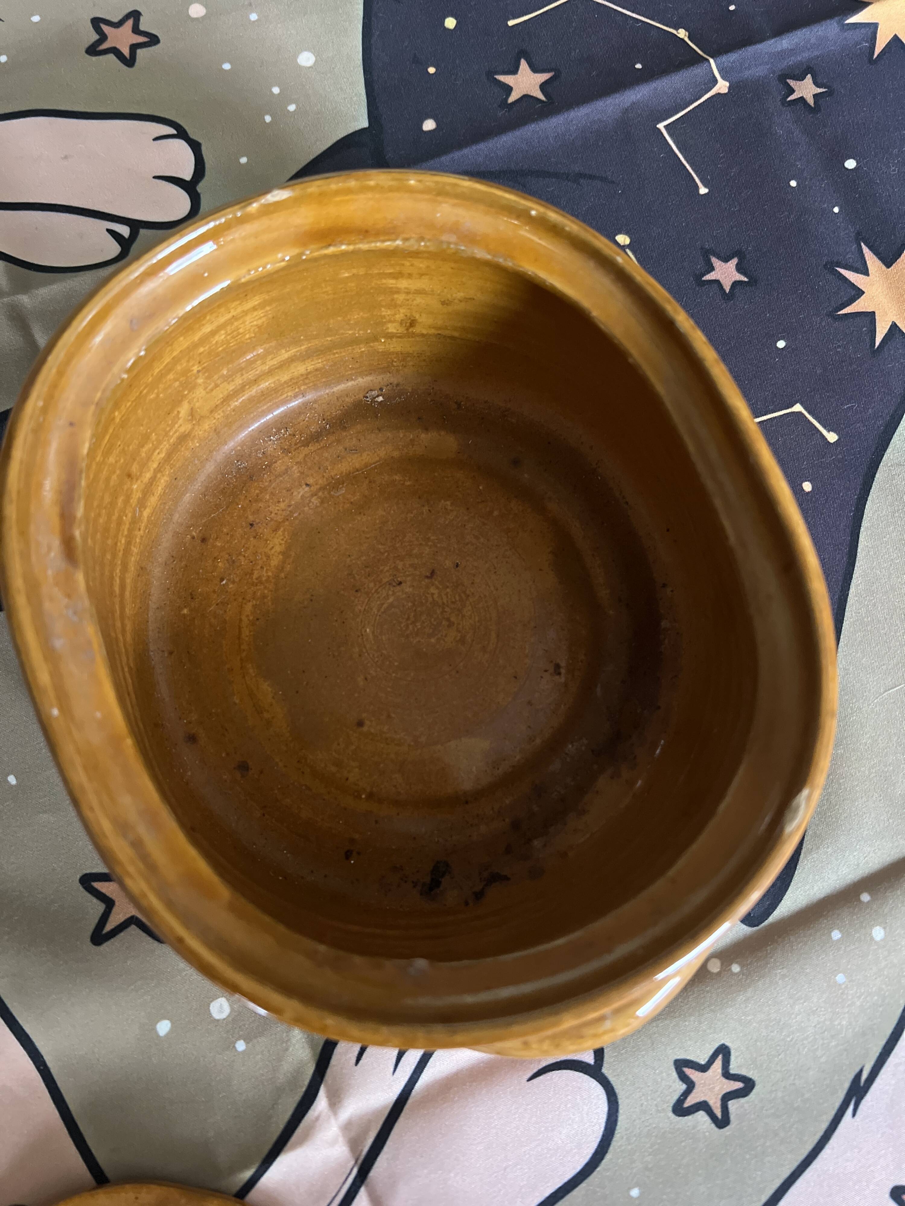 Small enamelled terracotta pot