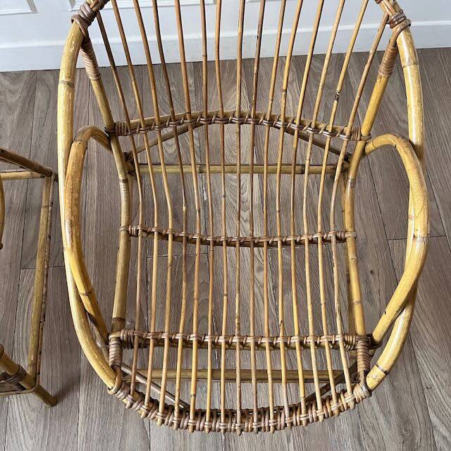 Paire de fauteuils en rotin vintage