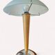 Chrome and wood mushroom lamp