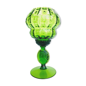 Italian empolished green chalice of the middle of the century with medallion