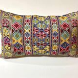 Housse de coussin en broderie grecque crétoise faite à la main, textiles d'art populaire des années 1970