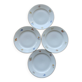 Assiettes à dessert faïence fine motif fleuri St Amand St Amandinoise