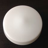 Round ceiling light in white opaline vintage 60s-70s