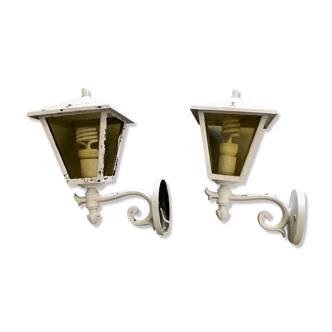Pair of old wall lamps for outdoor use