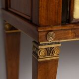 Buffet vintage années 40 en bois bas-reliefs en laiton et marbre design italien