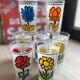 Set of 7 vintage enameled and screen-printed glasses 60/70