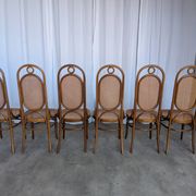 Set of 6 Mid-century Bentwood Cane Dining Chair, Thonet Style, 1970s Yugosl