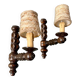 Pair of turned wooden wall lights, France 1940