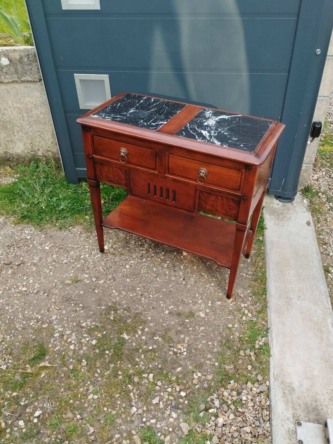 Bedside console old marble top Louis XVI style