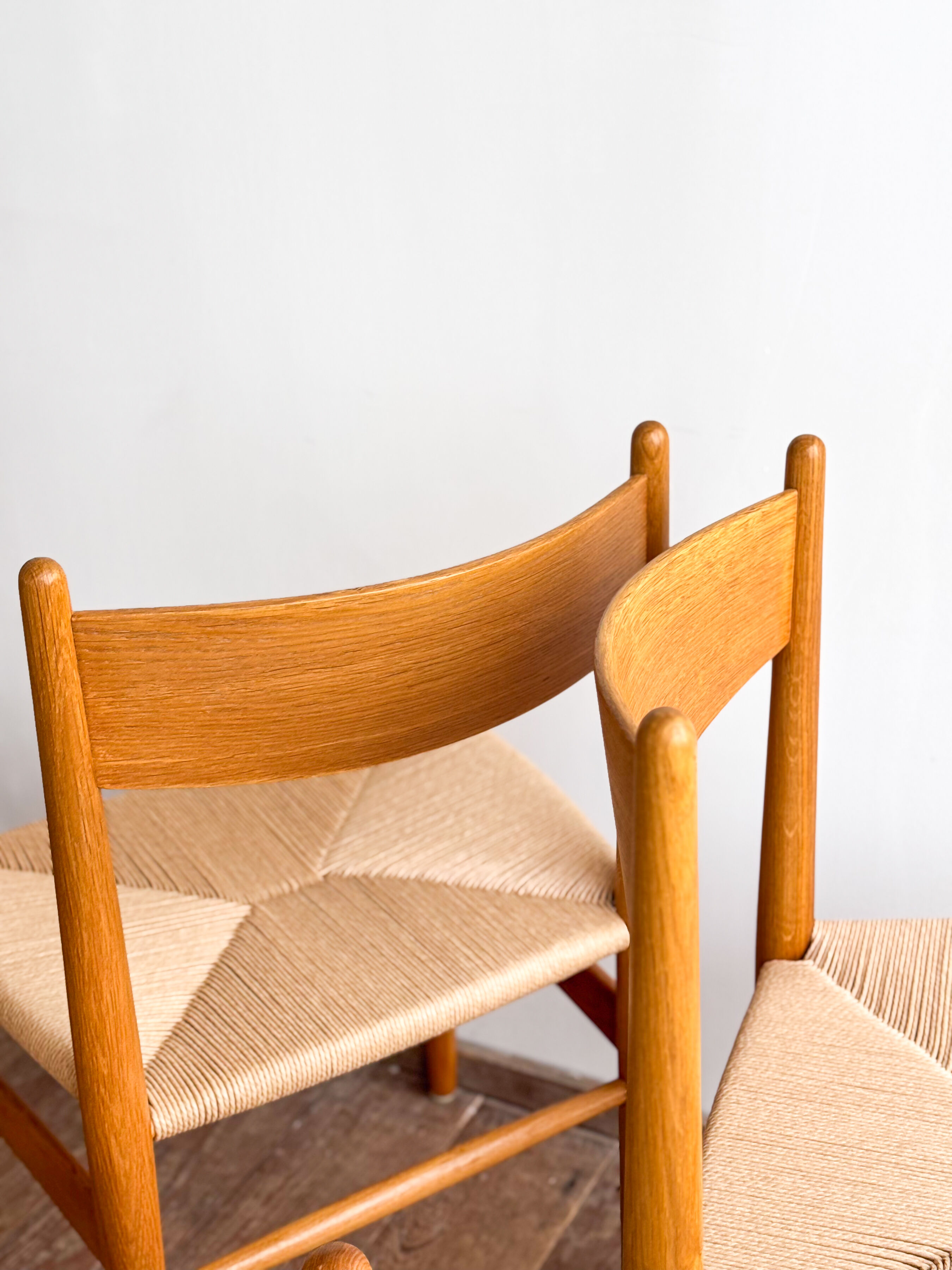 Ensemble de 6 chaises CH36 de Hans J. Wegner en chêne, corde danoise