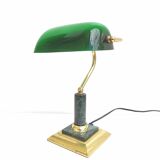 Green opaline banker lamp