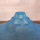 Vintage Art Deco ceiling light, suspension bowl with geometric patterns, blue dish, interior decor.
