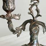 antique candlesticks set of 2 metal patina