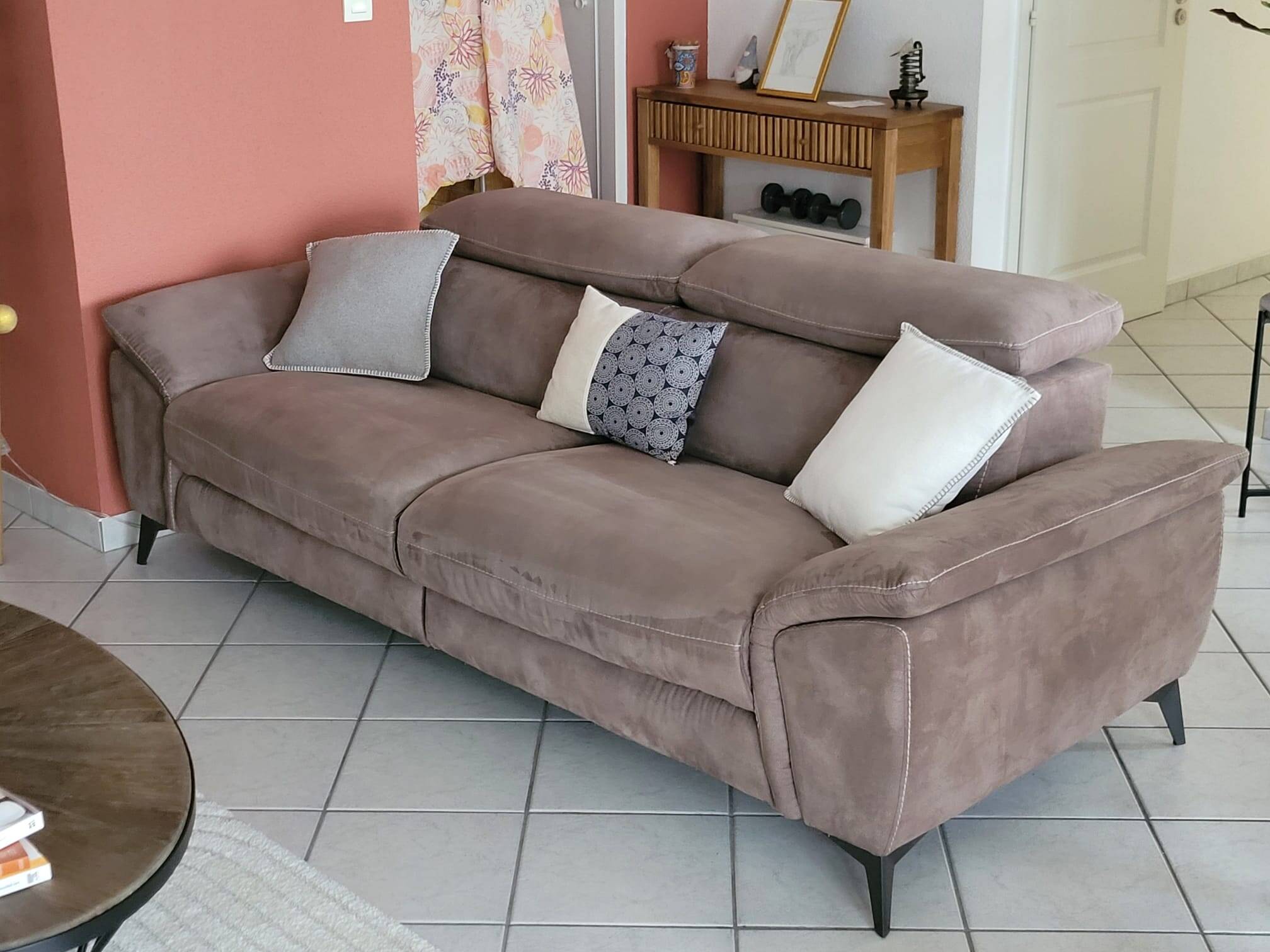 Newport 3-seater taupe microfibre sofa