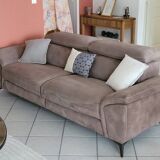 Newport 3-seater taupe microfibre sofa