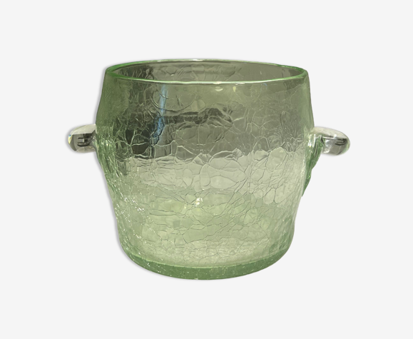 Seau à glace en verre soufflé craquelé