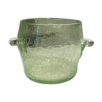 Cracked blown glass ice bucket