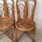Ensemble de 4 chaises rotin vintage
