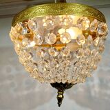 3-light bronze and crystal ceiling light
